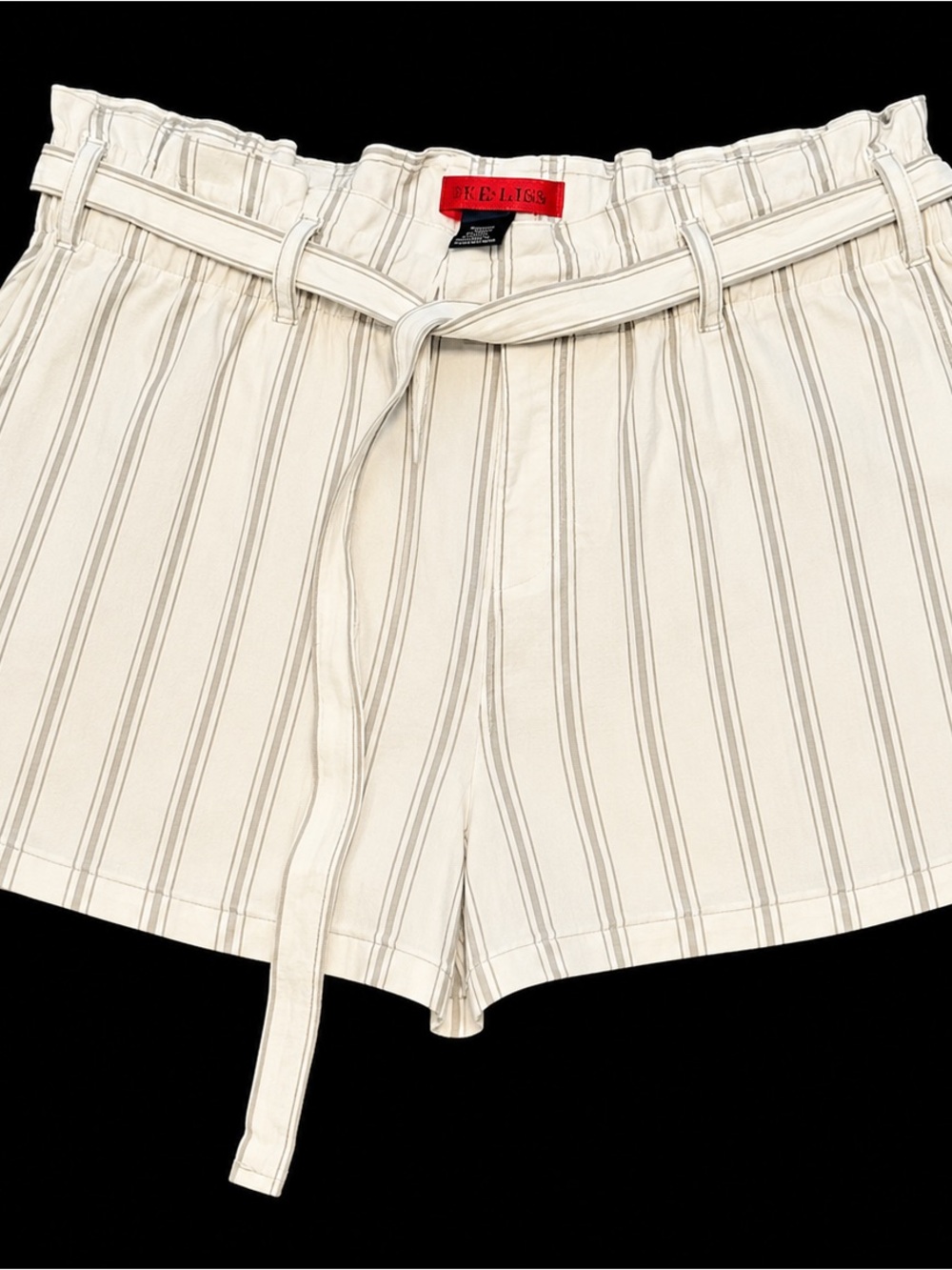 HOT KISS Paperbag Waist Striped Cotton Shorts | Junior 11